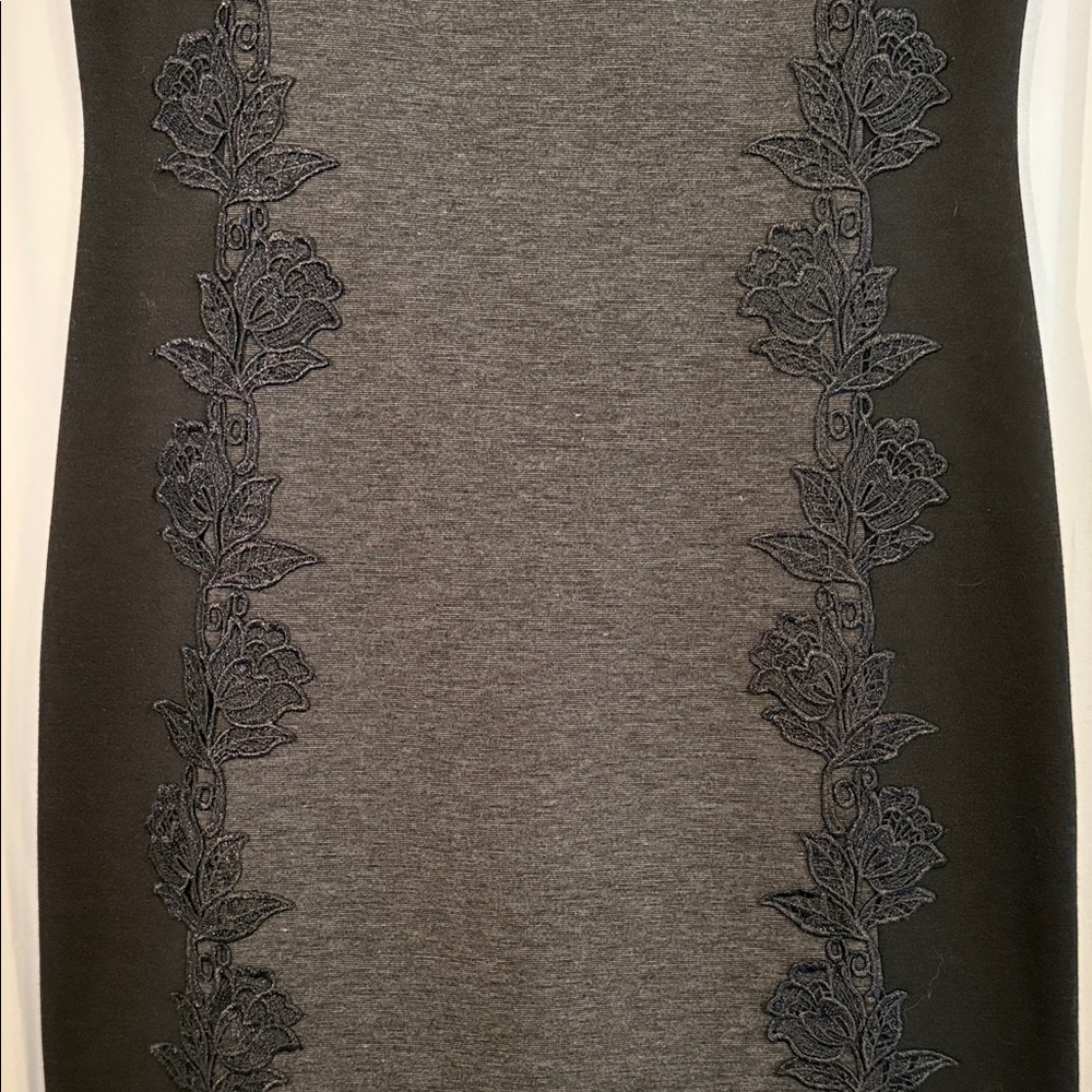 41 Hawthorn Lace Appliqué Cap Sleeve Dress Black Gray Womens Medium - Picture 6 of 11